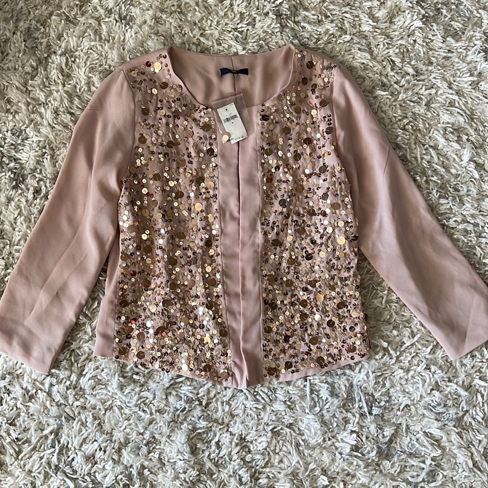 Gap rose gold cardigan with sequins and sparkles NWT